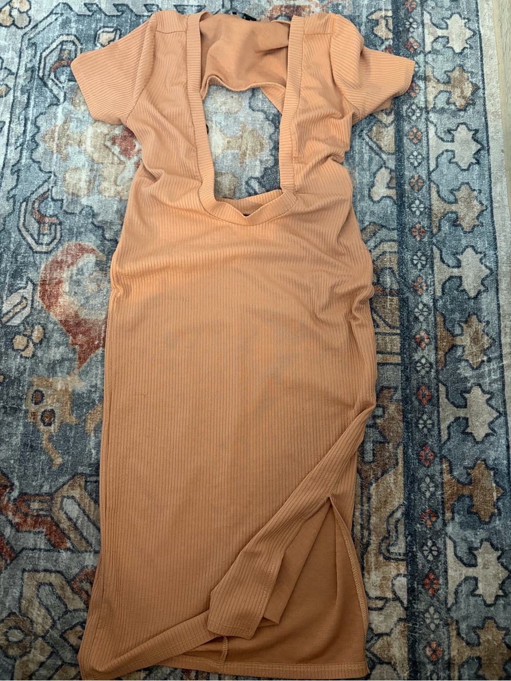 Forever 21 Ribbed Midi Dress in Warm Tan